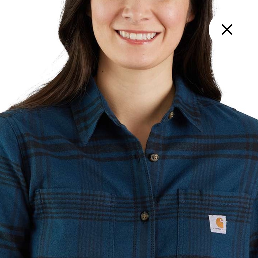Carhartt Women Rugged Flex Relaxed Fit Midweight Flannel Long-Sleeve Plaid Tunic - Picture 3 of 10